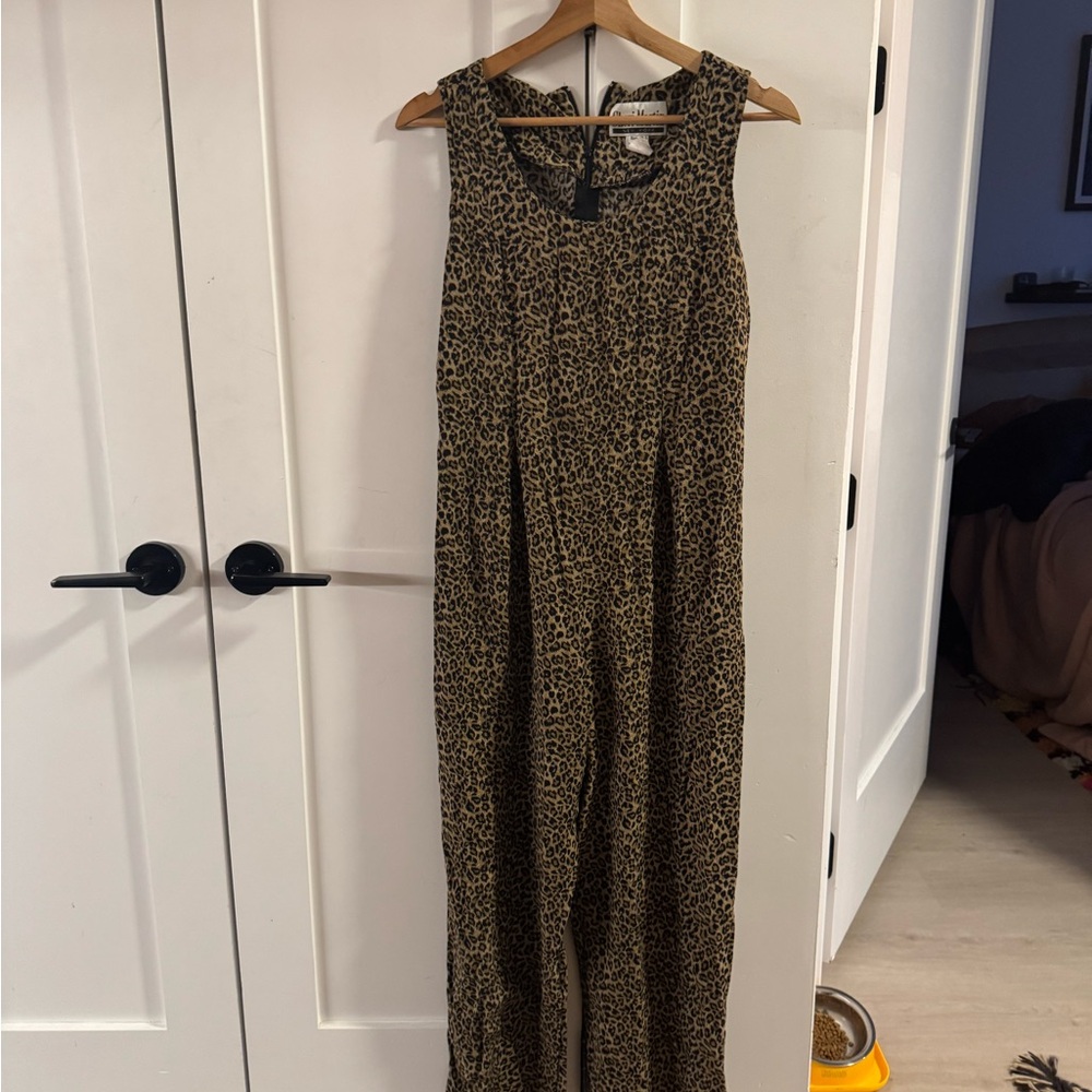 Vintage Sheri Martin Leopard Print Sleeveless Jumpsuit